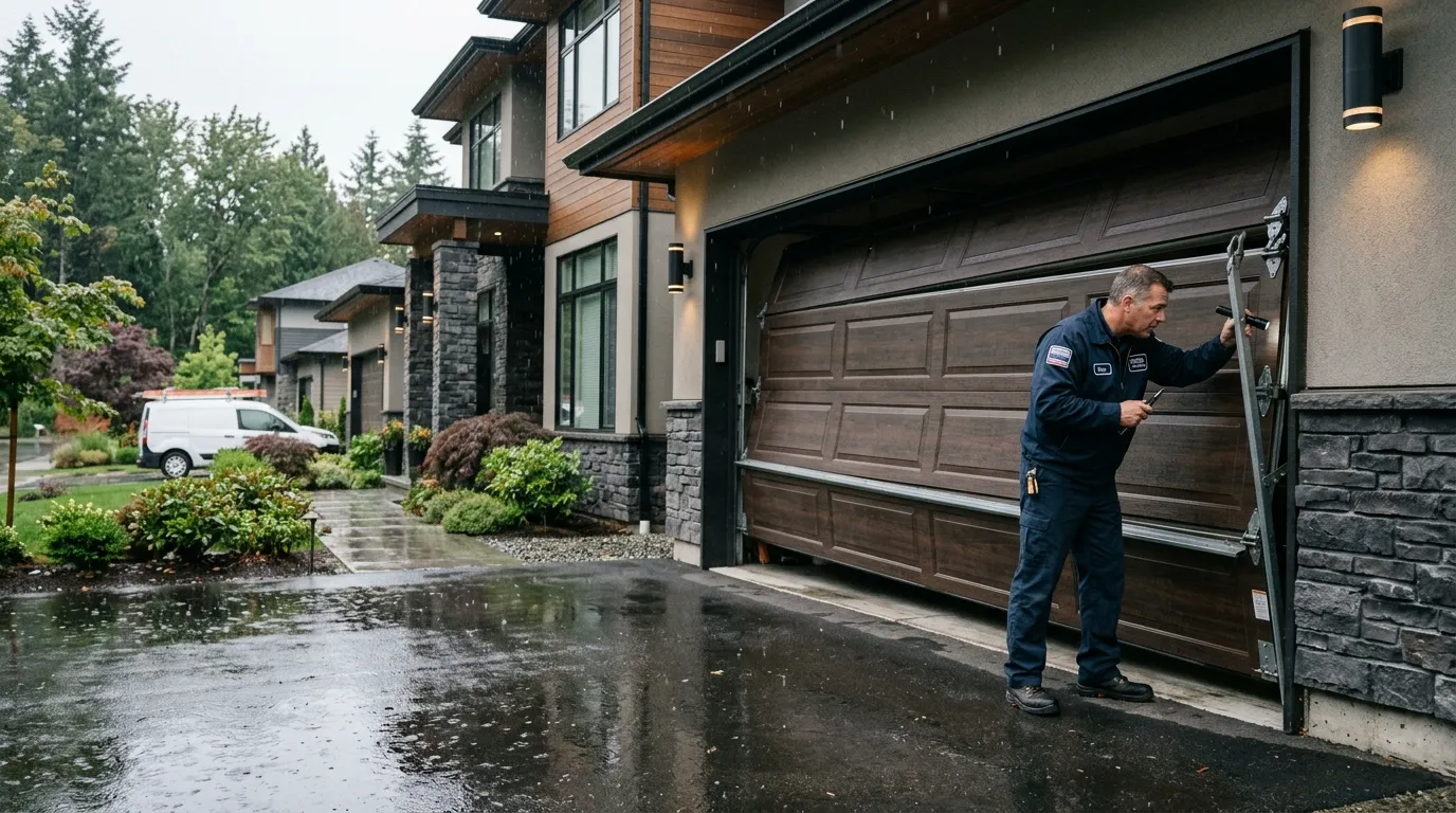 Garage door detail illustrating off-track doors: what's actually happening in atlanta garages